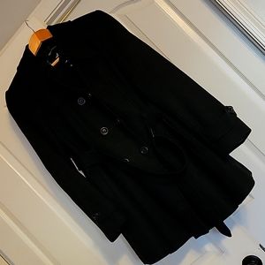 Black Fit and Flare Pea Coat